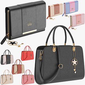 3D Women Purse And Wallet Collection model