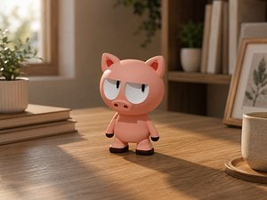 Cute Stylized Cartoon Pig 3D Printable Figure 3D