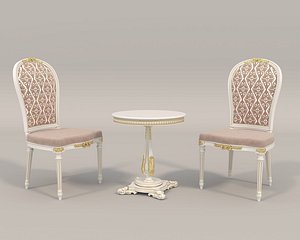 Classic European style Table and Chairs 10 3D model