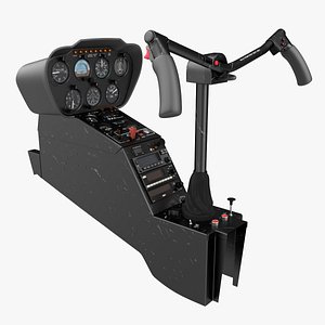 helicopter cockpit flight instrument panel 3D