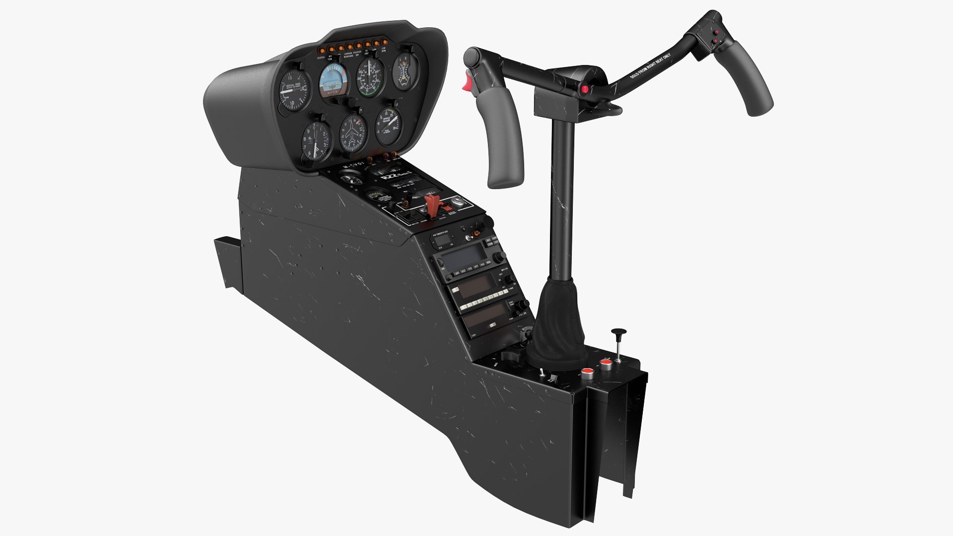 Helicopter Cockpit Flight Instrument Panel 3D model preview