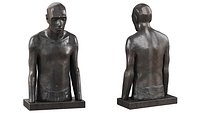 Melancholic male torso in metal