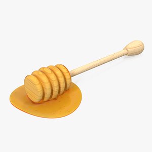 wooden honey dipper 3D model
