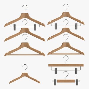3D Wooden Clothes Hangers Collection model