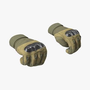 Shockproof Gloves Khaki Rigged for Maya