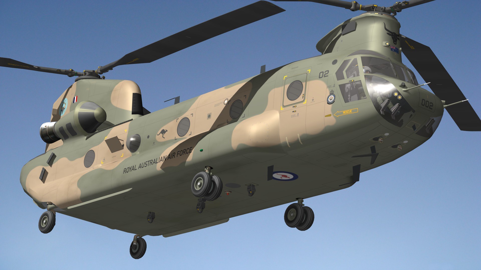 3D CH47 Chinook RAAF model https://p.turbosquid.com/ts-thumb/7D/qtzxgF/E3/h47auspr5/jpg/1691392455/1920x1080/fit_q87/17e3d9cc03de2e6be6f7403d54c8aac508b3ad17/h47auspr5.jpg