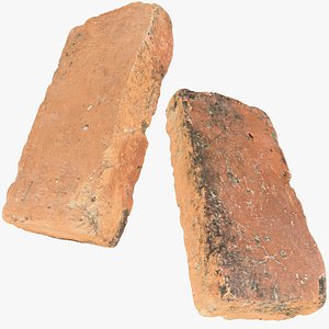 3D Realistic yellow broken brick 3d scan in highpoly model