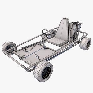 High-Poly Go-Kart with engine