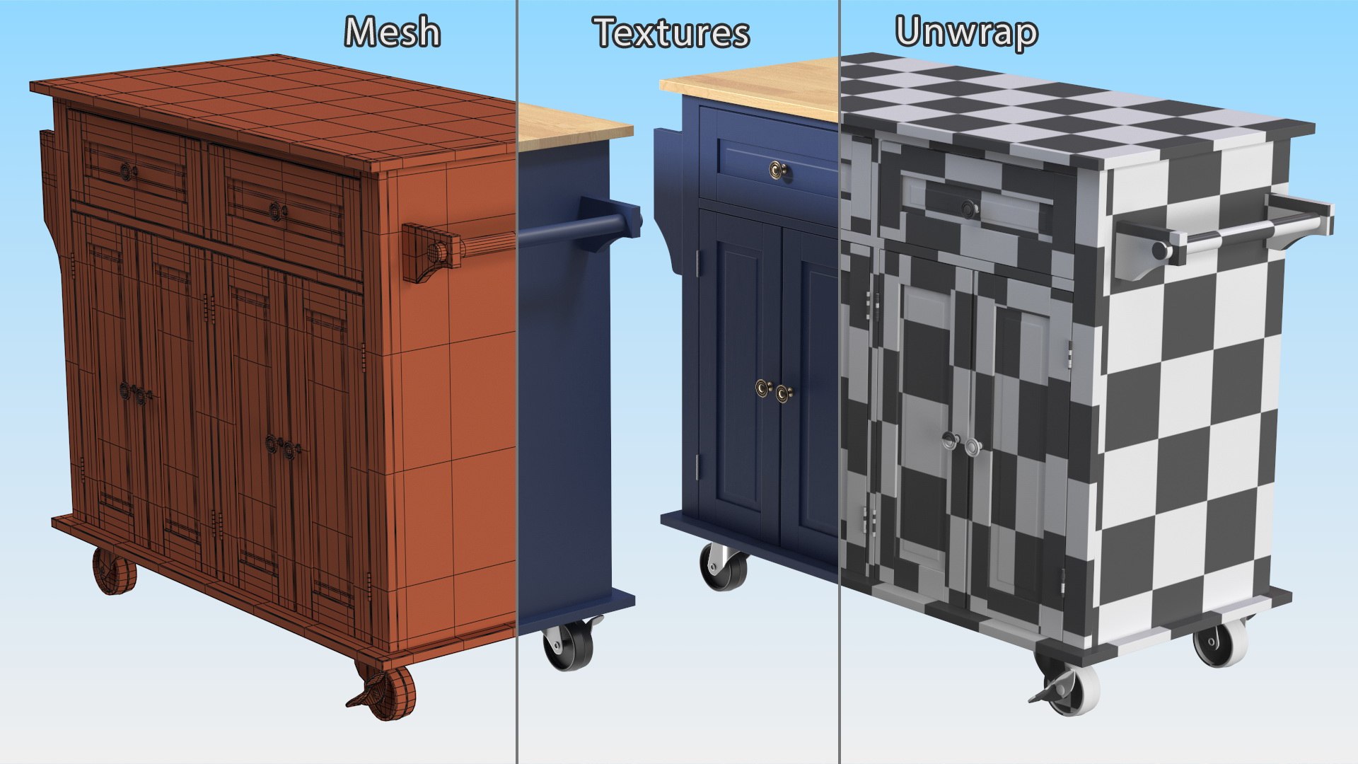 Kitchen Cart on Wheels Blue model https://p.turbosquid.com/ts-thumb/7D/xVMml5/Cc/kitchencartonwheelsbluevray3dmodel020/jpg/1697421955/1920x1080/fit_q87/afc8ffa63d79f24d34e5e5303324163e1d32a6f3/kitchencartonwheelsbluevray3dmodel020.jpg