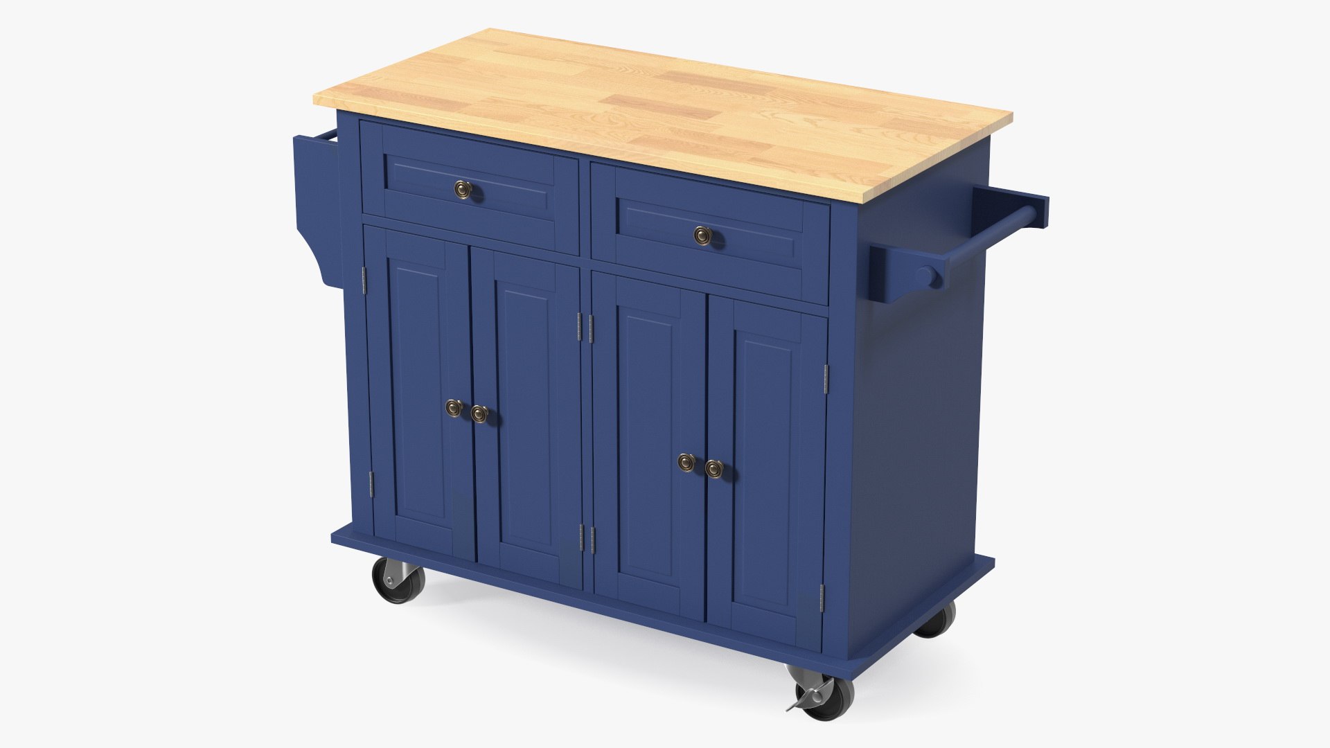 Kitchen Cart on Wheels Blue 3D model preview