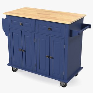 Kitchen Cart on Wheels Blue model