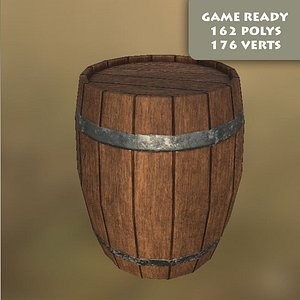 Wooden Barrel Game Ready pbr