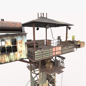 Post-Apocalyptic Watch Tower With Living Environment model