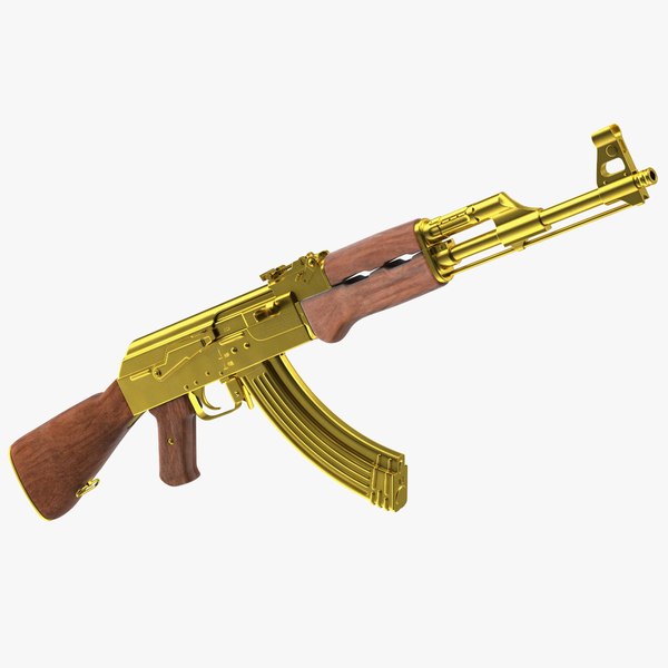 3D Assault Rifle AK 47 Gold model