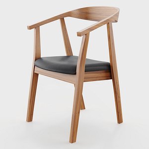 Wooden Dining Armchair with Leather Seat