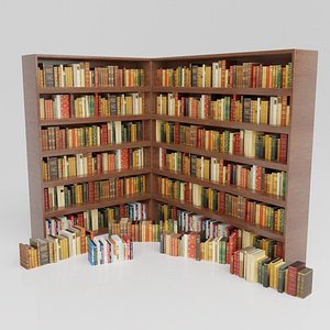 BOOKCASE AND BOOKS BLOCKS LOW POLY