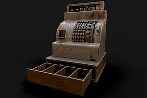 3D Old Antique Cash Register