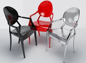 3d model louis ghost armchair