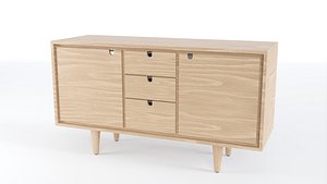 Solid Oak Bathroom Vanity - Cabinet Low-poly 3D model