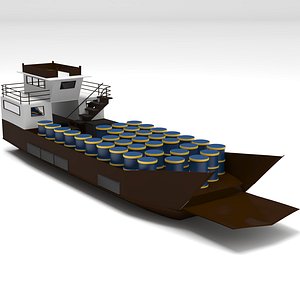 3D Ship with Barrel of Oil