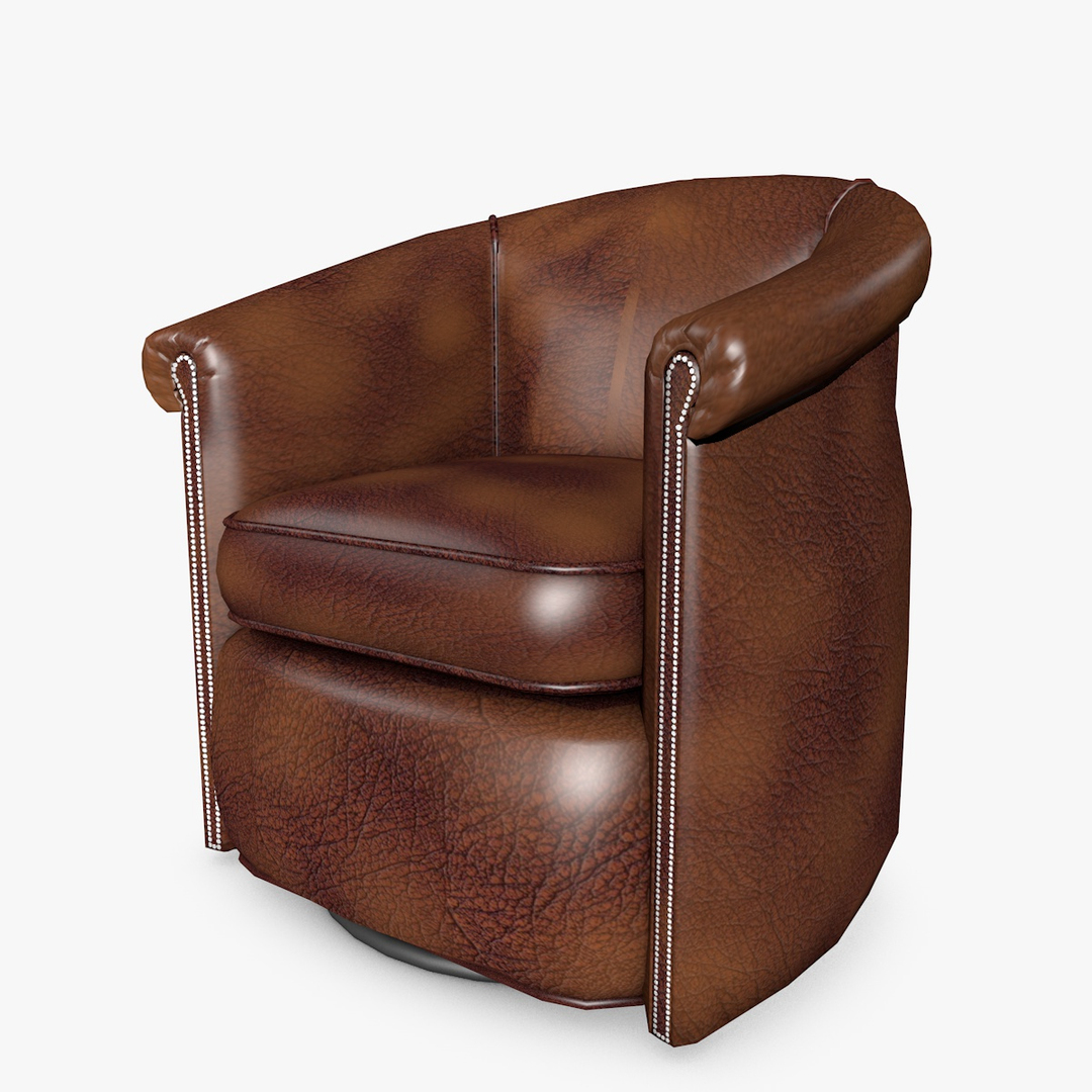 Leather Barrel Tub Swivel Chair Model - TurboSquid 1460703