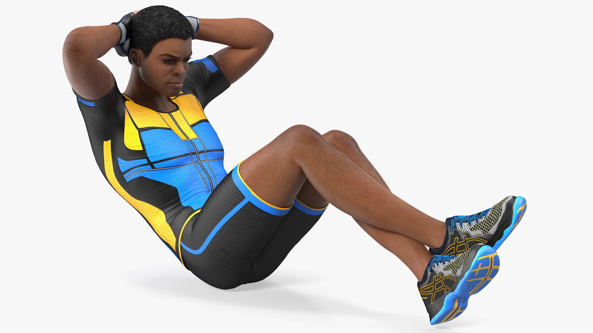Light Skin Black Sportsmen 3D model preview