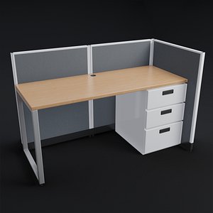 3D Low Poly Office Desk model