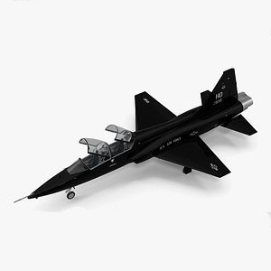 3D T-38 Talon USAF Jet Trainer Black Rigged for Maya
