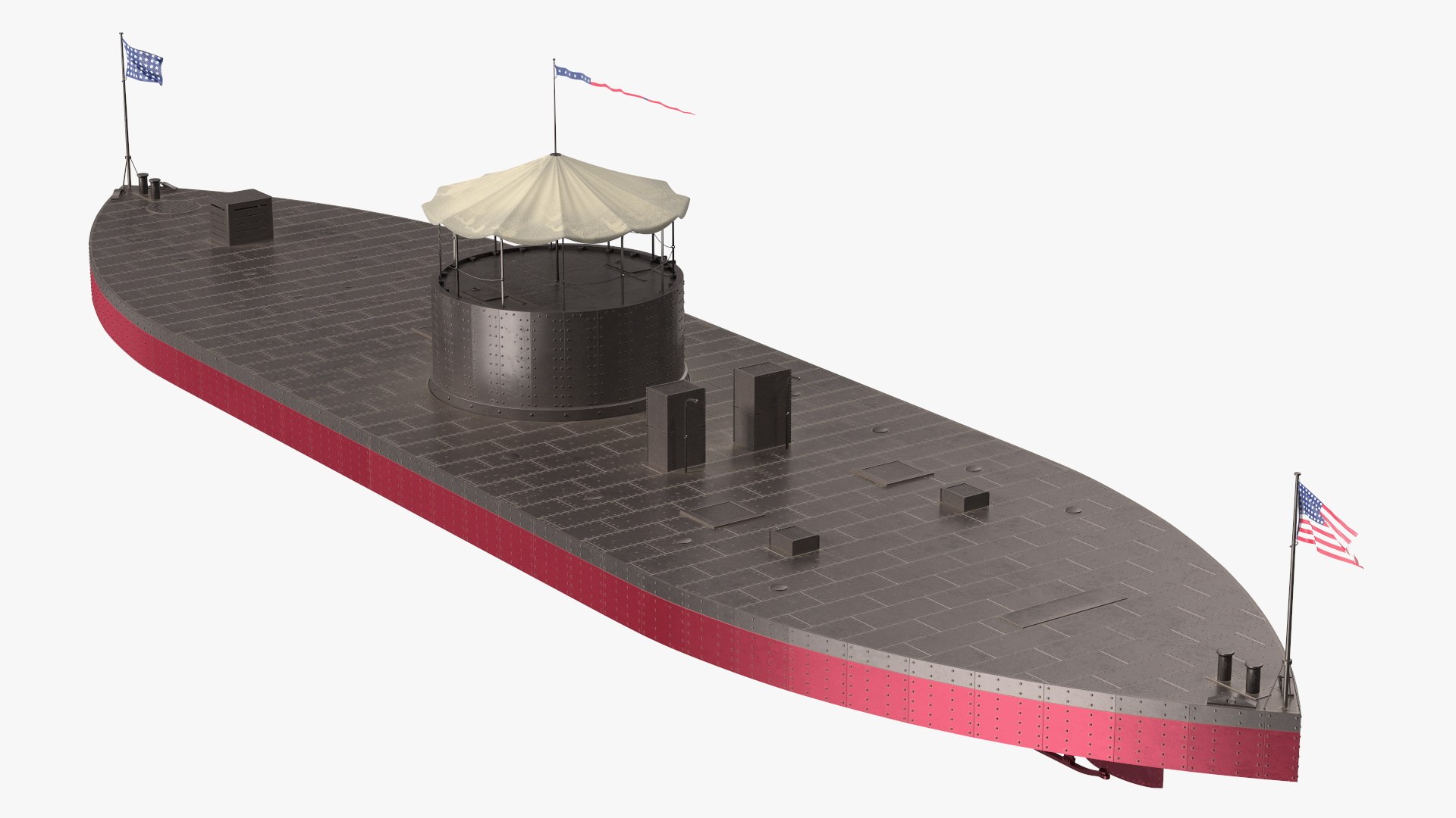 USS Monitor with Tower New 3D model preview