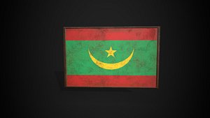 3D Old Picture Frame With Mauritania Flag - Game Ready PBR Low-poly 3D Model model