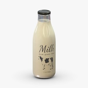Supermarket Milk Bottle 01 Low Poly PBR Realistic 3D model
