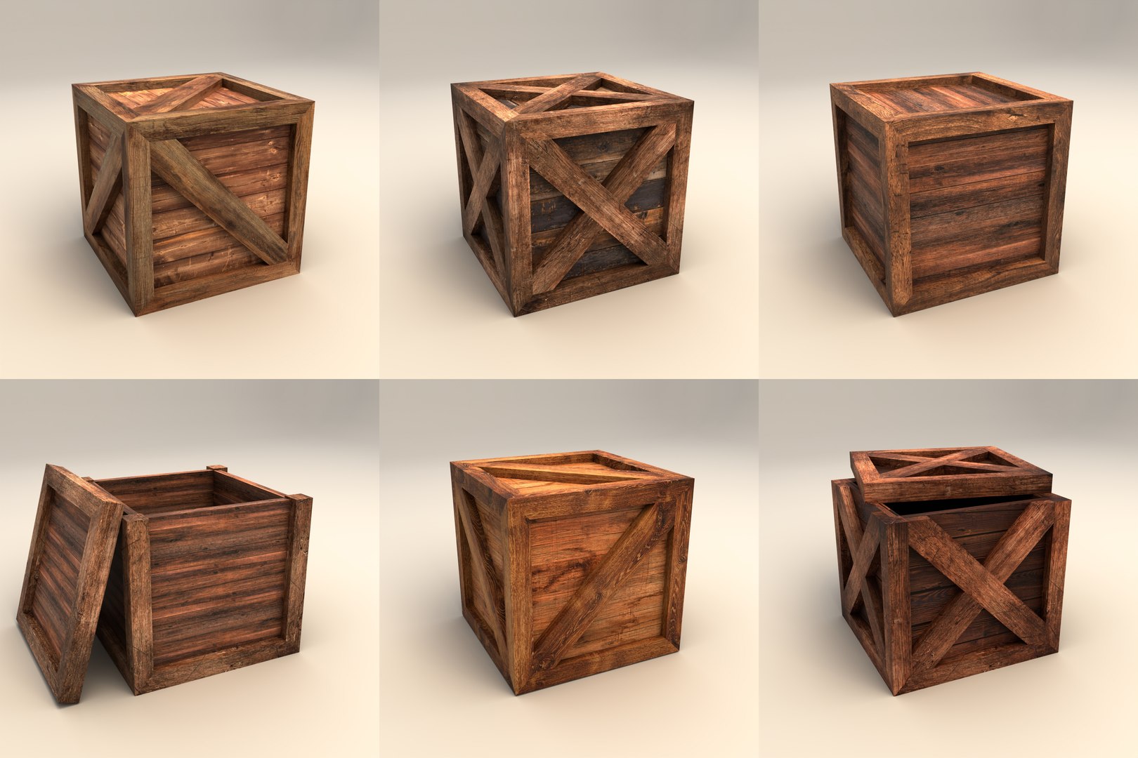 Wooden Boxes 3D - TurboSquid 2002243