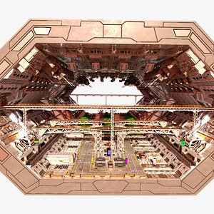 3D futuristic block city 3 model