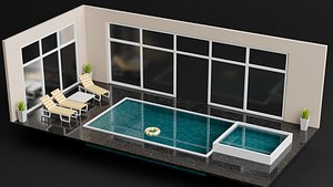 3D 3d Isometric Low Poly Indoor Swimming Pool