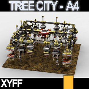 3d model of xyff tree city block