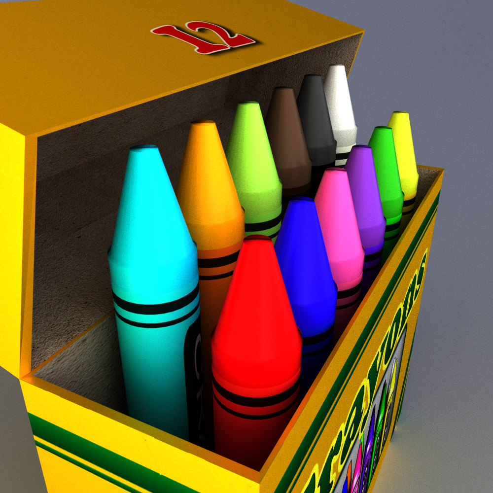3d crayons box model