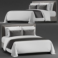Modern Hotel Guestroom Bed with Pillows and Blanket
