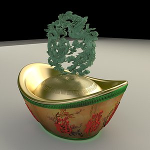 Chinese Gold Ingot Figure 3D Model