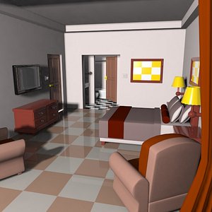 cartoon hotel room 3d 3ds