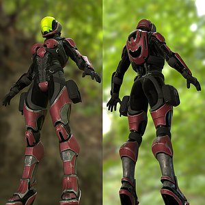 3D sci fi female soldier