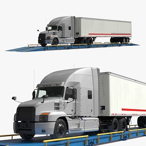 Delivery Truck on Entry Ramp Weighing Station 3D