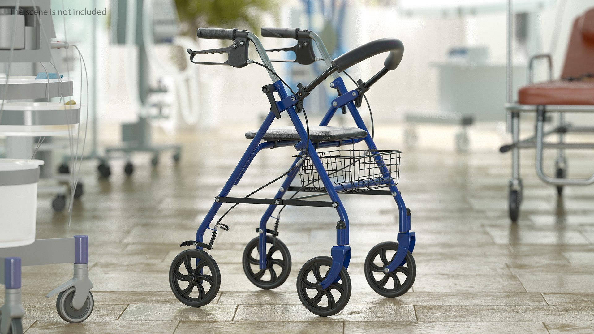 Medical Rolling Walker with Seat 3D model preview