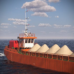 Split Hopper Barge with Sand Cargo Loaded 3D model