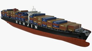 3D Container Ship Hanjin Gold model