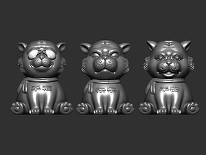 3D Three cute tigers