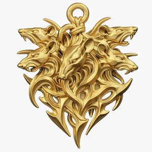 3D Rat King Mice Tribal Pendant