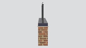Wrought Iron Fence on Brick Wall 3D Model model