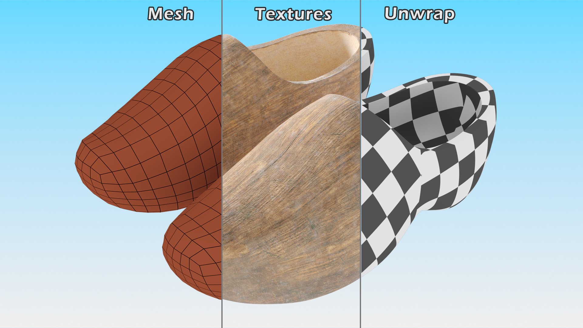 3D Vintage Wooden Shoes https://p.turbosquid.com/ts-thumb/7G/XuDOZJ/5O/vintagewoodenshoes3dmodel011/jpg/1666040649/1920x1080/fit_q87/1da634794d08dbccad226544e9eeb905132aab01/vintagewoodenshoes3dmodel011.jpg