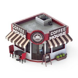3D model Coffee House Cafe Building Low-poly