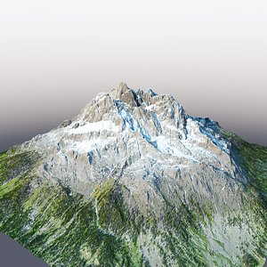 Realistic Alpine Snow Mountain Terrain Scene 3D model